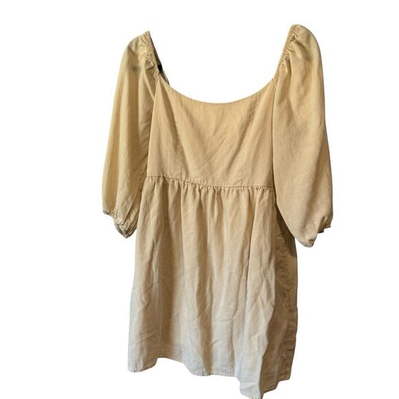 EVERY BABYDOLL DRESS WOVEN SMOCKED SQUARE NECK PUFF SLEEVE COLOR CHAI SIZE S - Picture 2 of 7